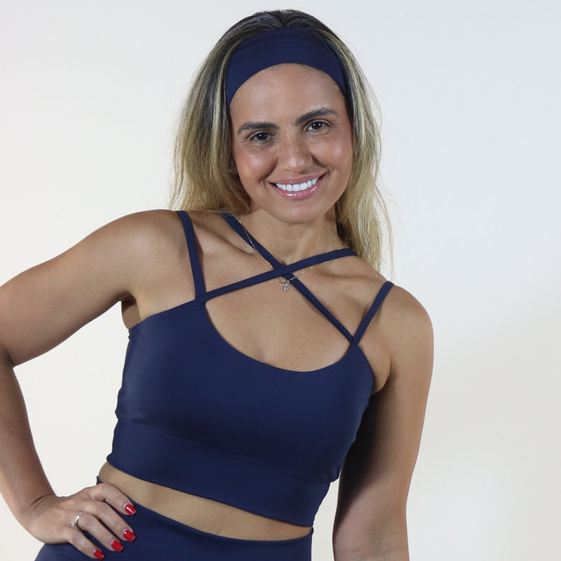 Top Azul Escuro - Alça X Frontal